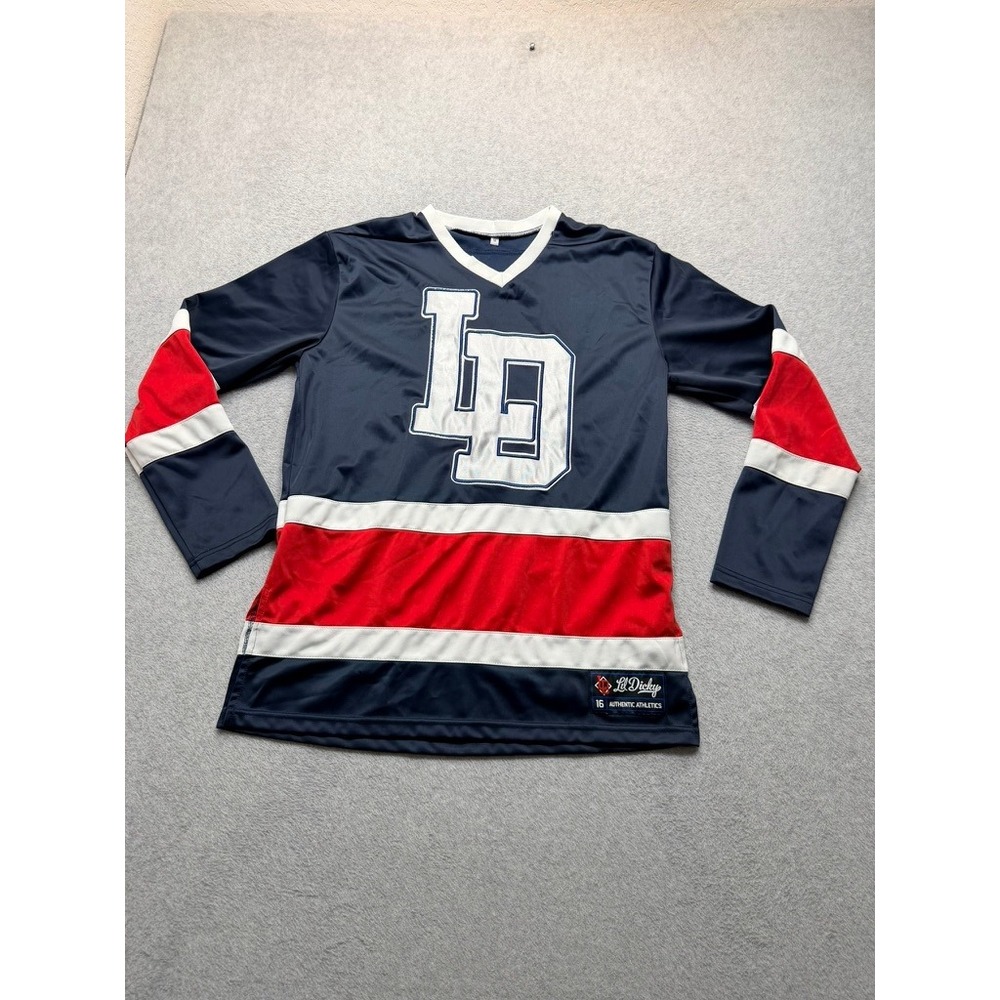 Lil Dicky Authentic Athletics Hockey Jersey Navy Red White LD Patch Mens Medium
